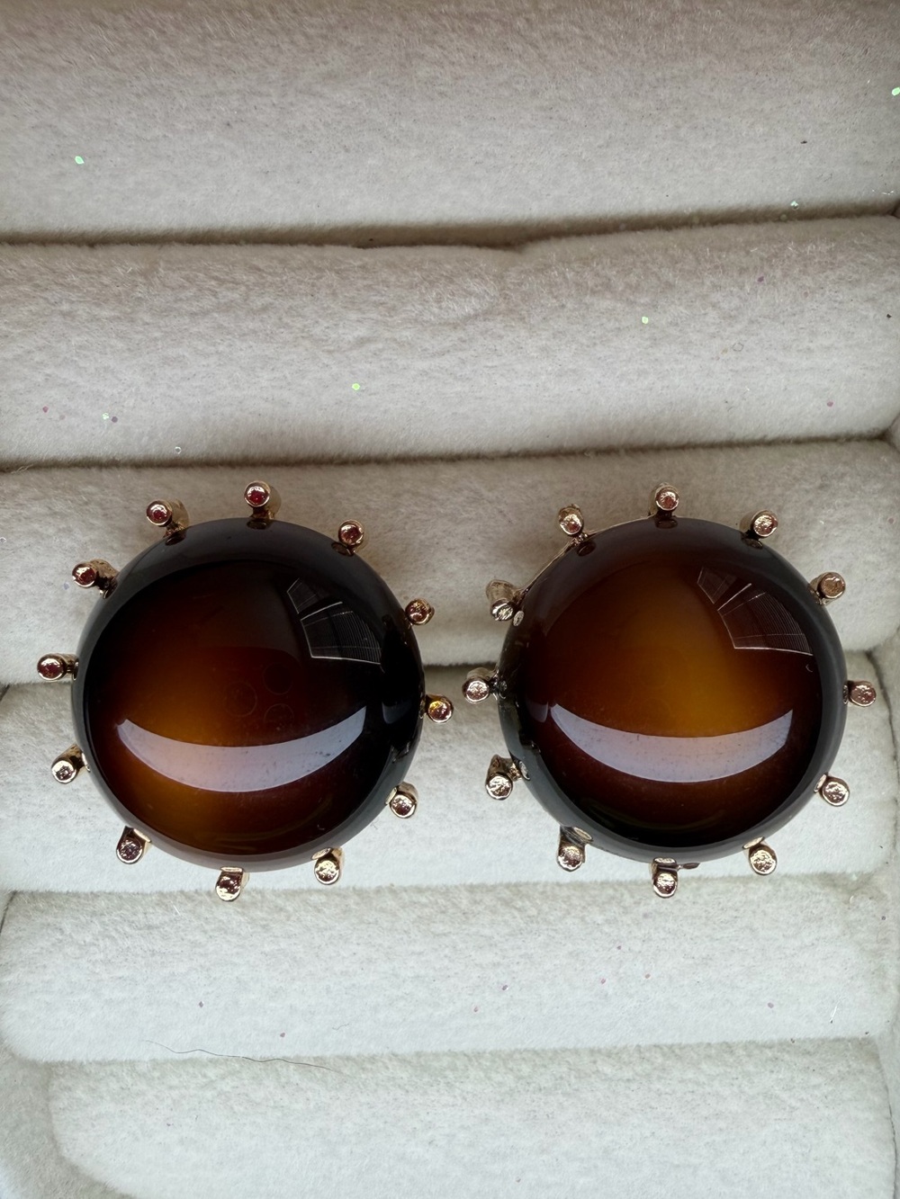 Brown Dome Cuff links with Gold Accents